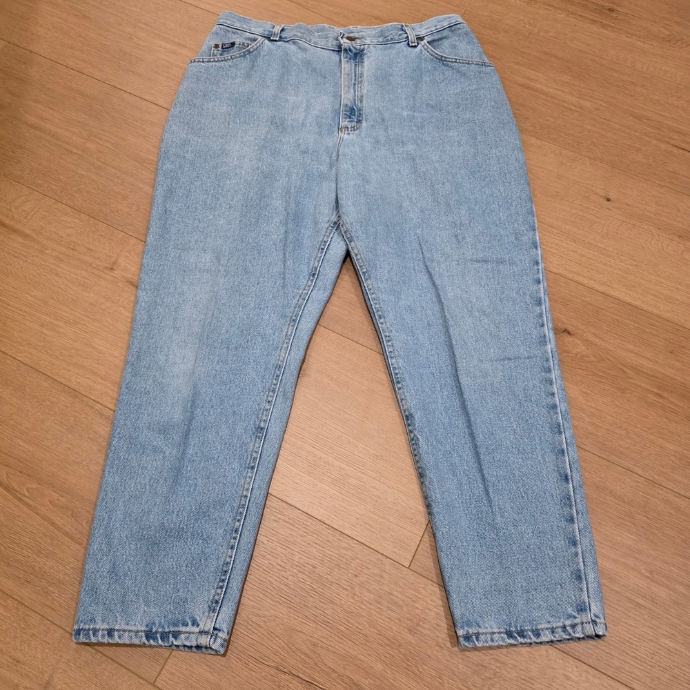 VTG Lee Jeans Womens Size 20W 36x28 Light Wash Denim Pants Mom Made In USA Union